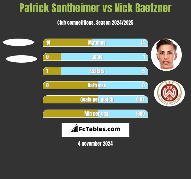 Patrick Sontheimer vs Nick Baetzner h2h player stats