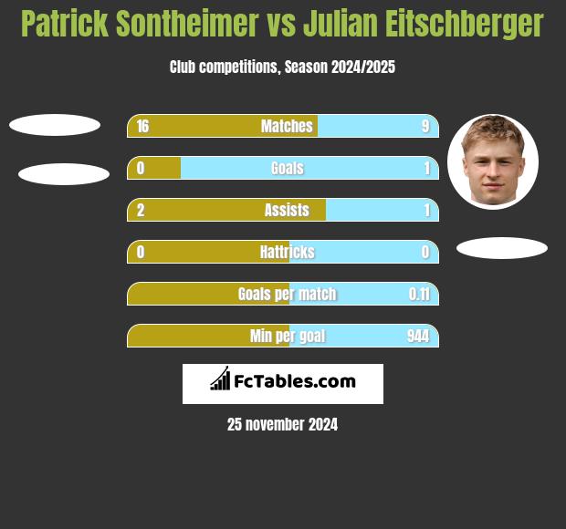 Patrick Sontheimer vs Julian Eitschberger h2h player stats