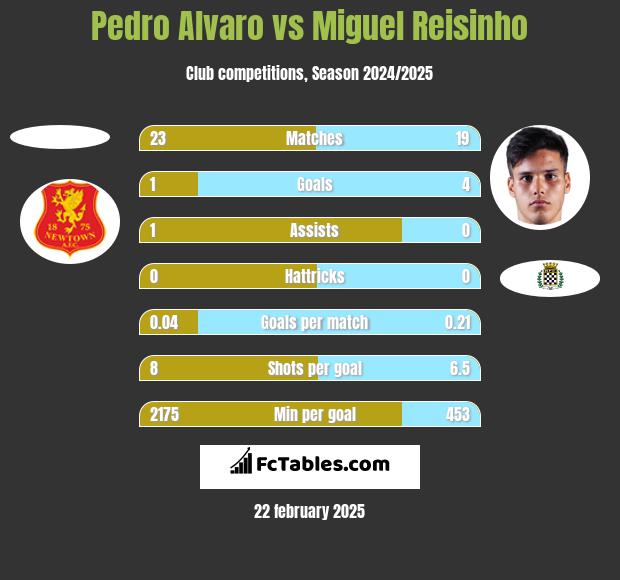 Pedro Alvaro vs Miguel Reisinho h2h player stats