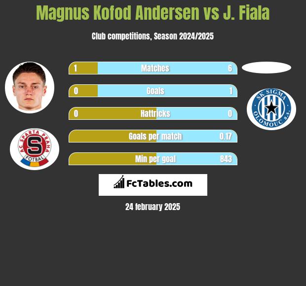 Magnus Kofod Andersen vs J. Fiala h2h player stats