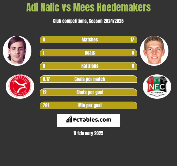 Adi Nalic vs Mees Hoedemakers h2h player stats