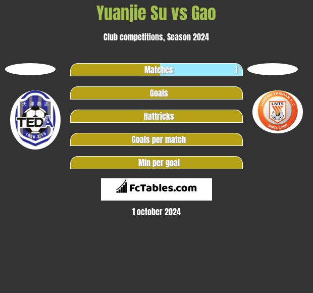 Yuanjie Su vs Gao h2h player stats