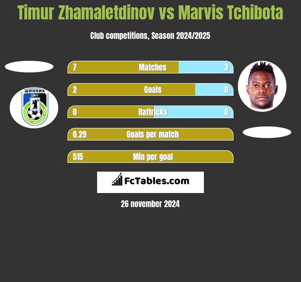 Timur Zhamaletdinov vs Marvis Tchibota h2h player stats