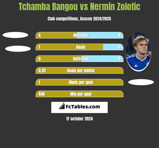 Tchamba Bangou vs Nermin Zolotic h2h player stats