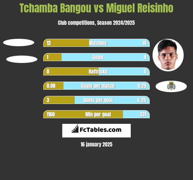 Tchamba Bangou vs Miguel Reisinho h2h player stats