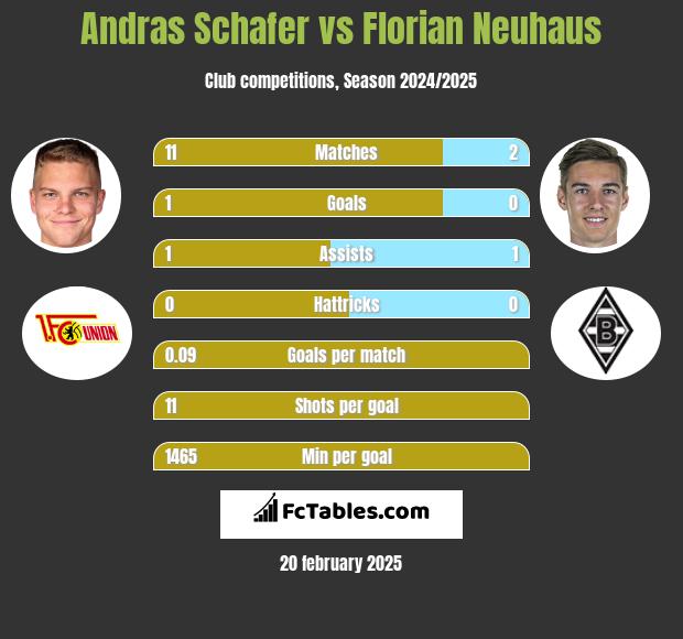 Andras Schafer vs Florian Neuhaus h2h player stats