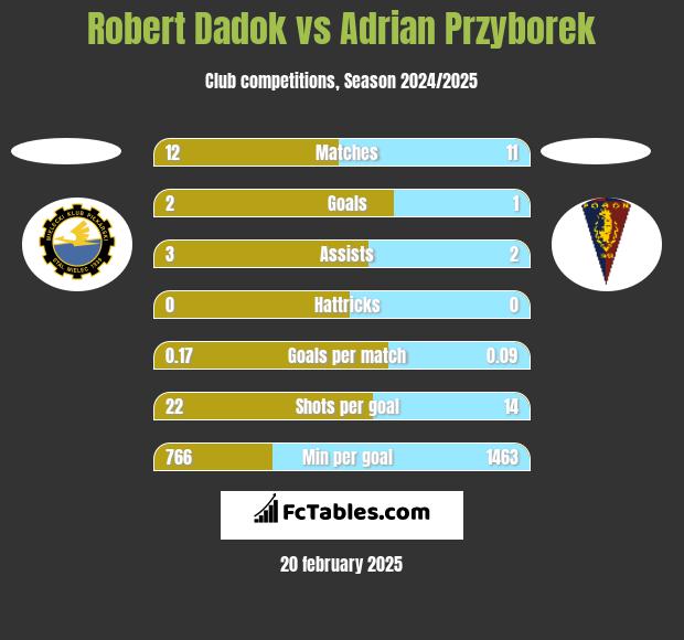 Robert Dadok vs Adrian Przyborek h2h player stats