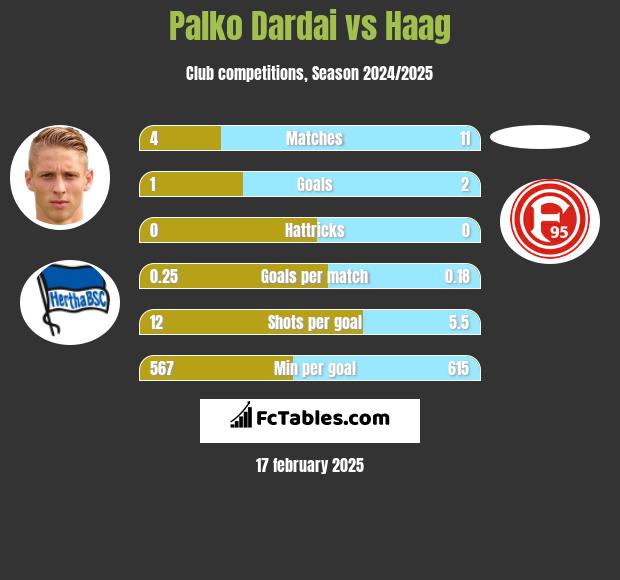 Palko Dardai vs Haag h2h player stats