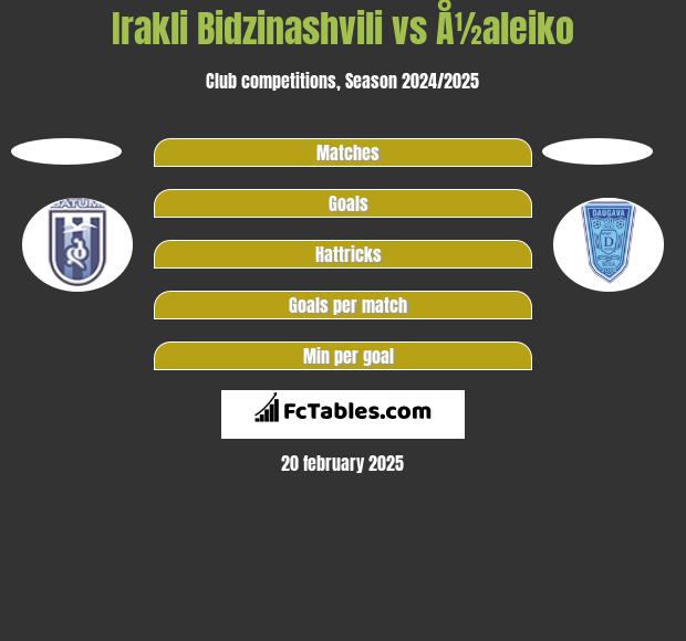 Irakli Bidzinashvili vs Å½aleiko h2h player stats