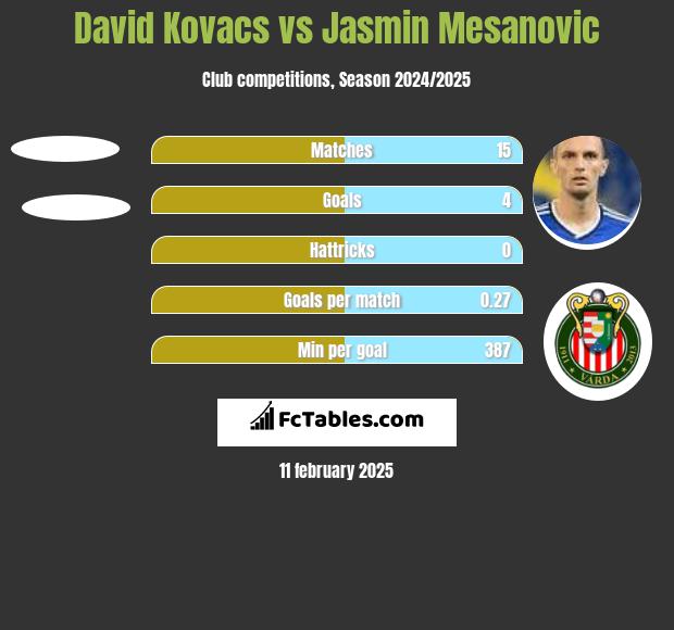 David Kovacs vs Jasmin Mesanovic h2h player stats