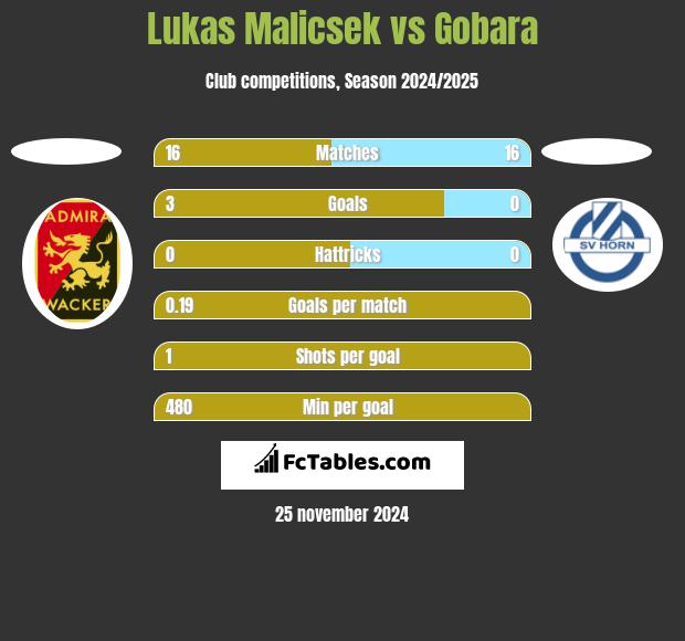 Lukas Malicsek vs Gobara h2h player stats