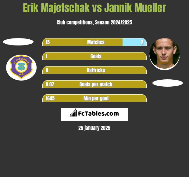 Erik Majetschak vs Jannik Mueller h2h player stats