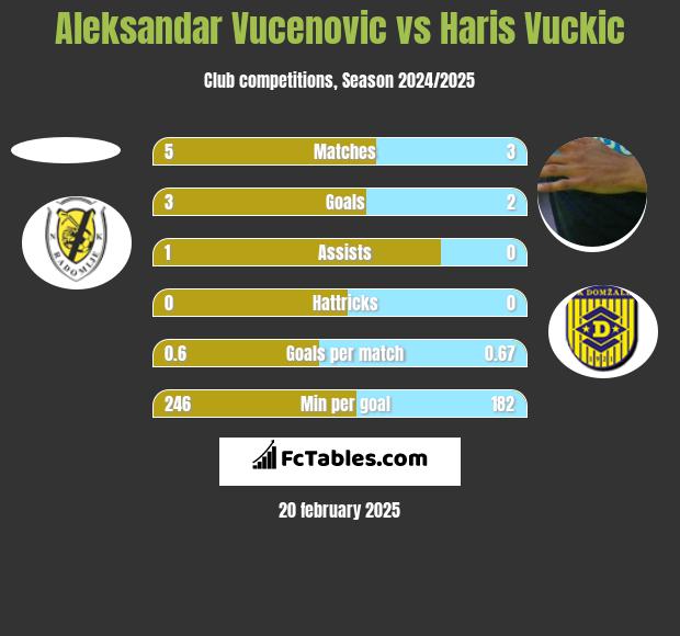 Aleksandar Vucenovic vs Haris Vuckic h2h player stats