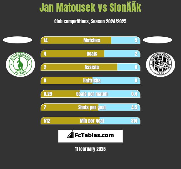 Jan Matousek vs SlonÄÃ­k h2h player stats