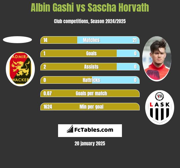 Albin Gashi vs Sascha Horvath h2h player stats