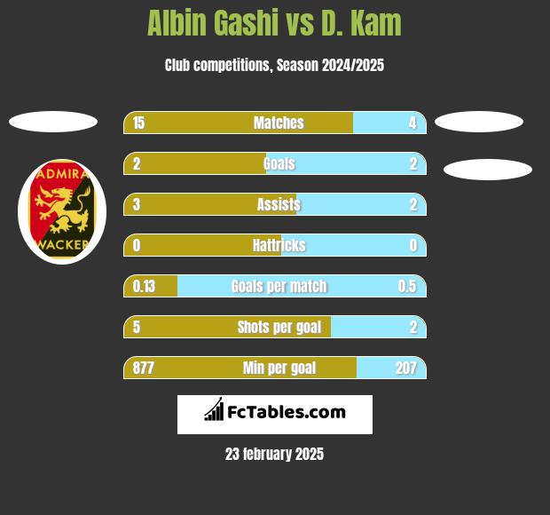 Albin Gashi vs D. Kam h2h player stats