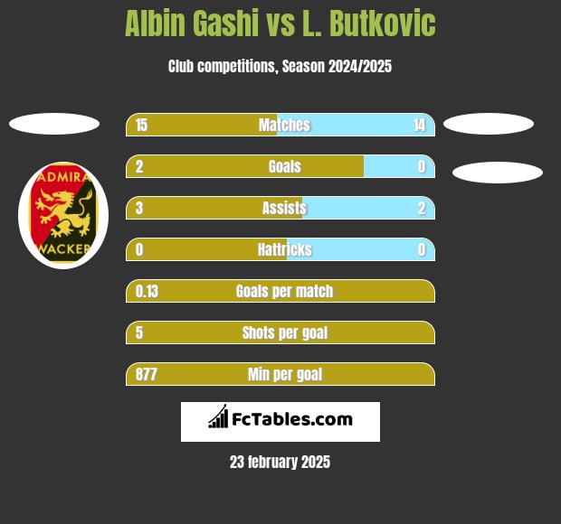 Albin Gashi vs L. Butkovic h2h player stats