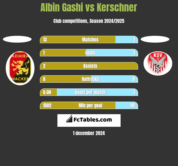 Albin Gashi vs Kerschner h2h player stats