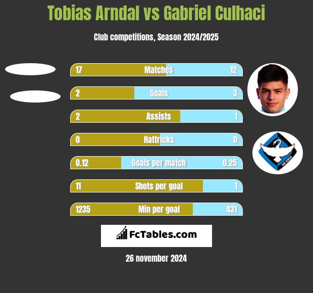 Tobias Arndal vs Gabriel Culhaci h2h player stats