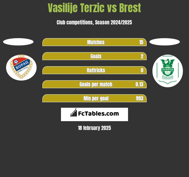 Vasilije Terzic vs Brest h2h player stats