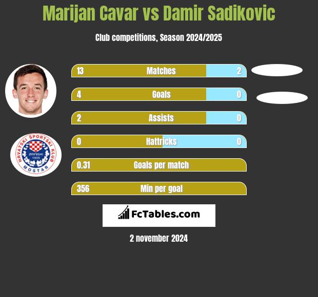 Marijan Cavar vs Damir Sadikovic h2h player stats