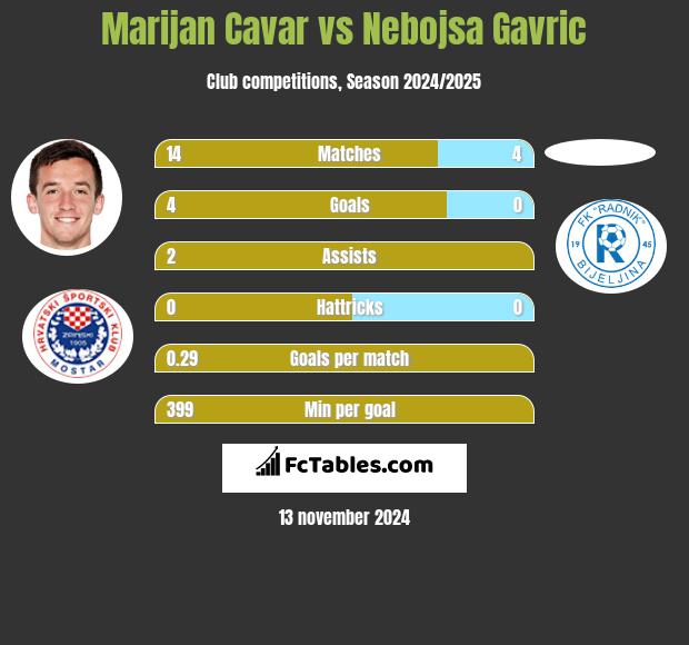 Marijan Cavar vs Nebojsa Gavric h2h player stats