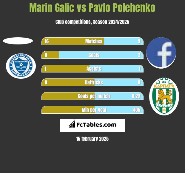 Marin Galic vs Pavlo Polehenko h2h player stats