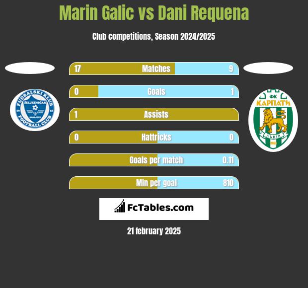 Marin Galic vs Dani Requena h2h player stats