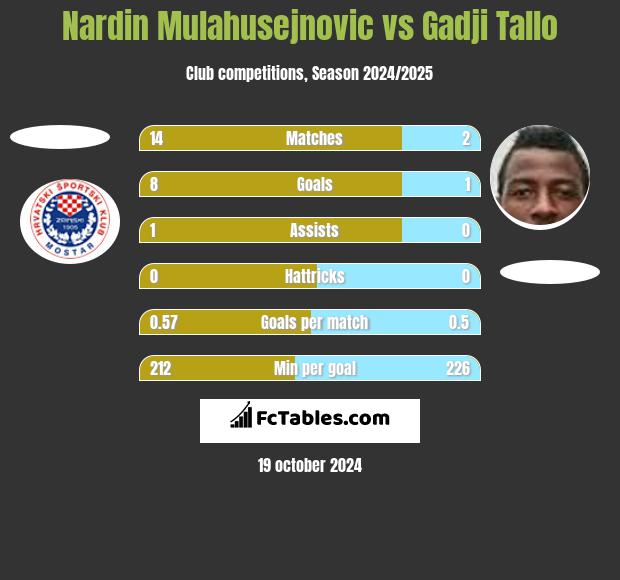 Nardin Mulahusejnovic vs Gadji Tallo h2h player stats