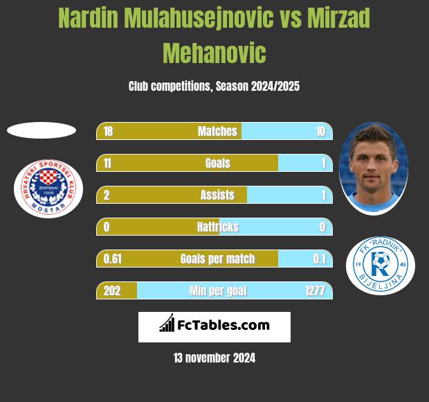 Nardin Mulahusejnovic vs Mirzad Mehanovic h2h player stats