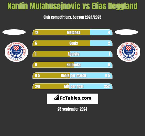 Nardin Mulahusejnovic vs Elias Heggland h2h player stats