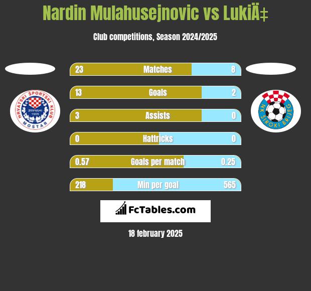 Nardin Mulahusejnovic vs LukiÄ‡ h2h player stats