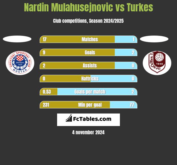 Nardin Mulahusejnovic vs Turkes h2h player stats