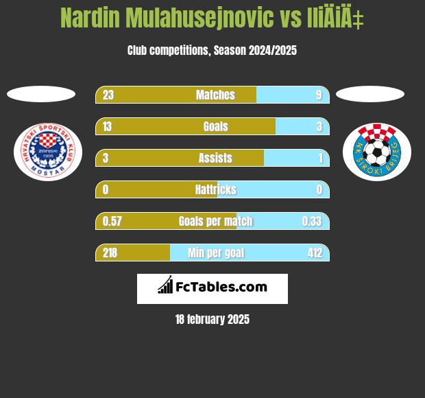 Nardin Mulahusejnovic vs IliÄiÄ‡ h2h player stats