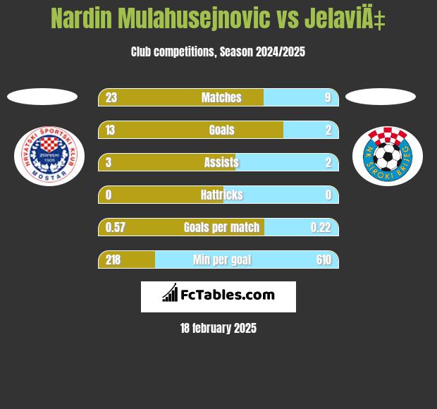 Nardin Mulahusejnovic vs JelaviÄ‡ h2h player stats