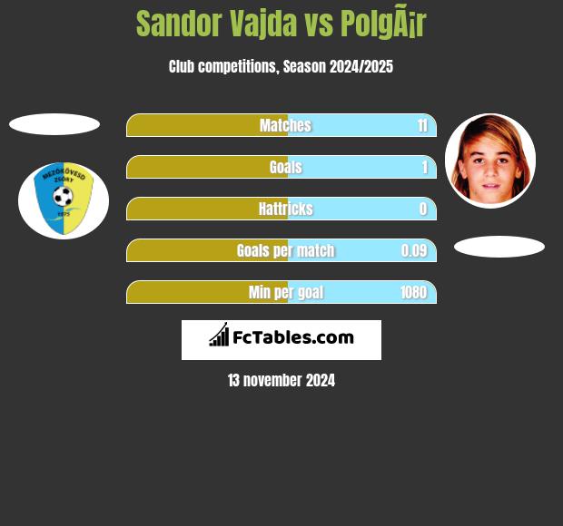 Sandor Vajda vs PolgÃ¡r h2h player stats