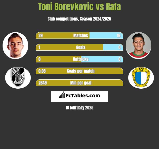 Toni Borevkovic vs Rafa h2h player stats