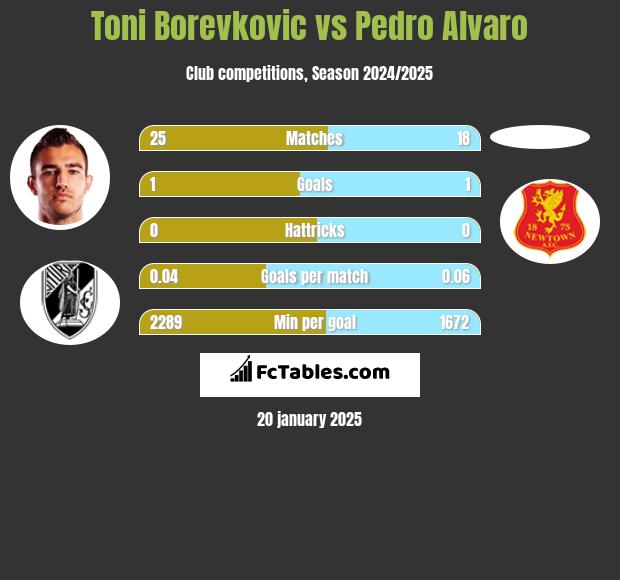 Toni Borevkovic vs Pedro Alvaro h2h player stats