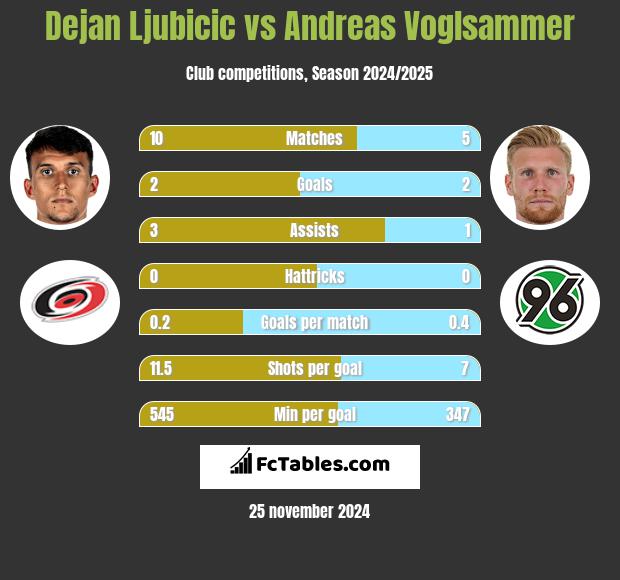 Dejan Ljubicic vs Andreas Voglsammer h2h player stats