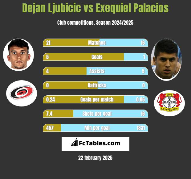 Dejan Ljubicic vs Exequiel Palacios h2h player stats