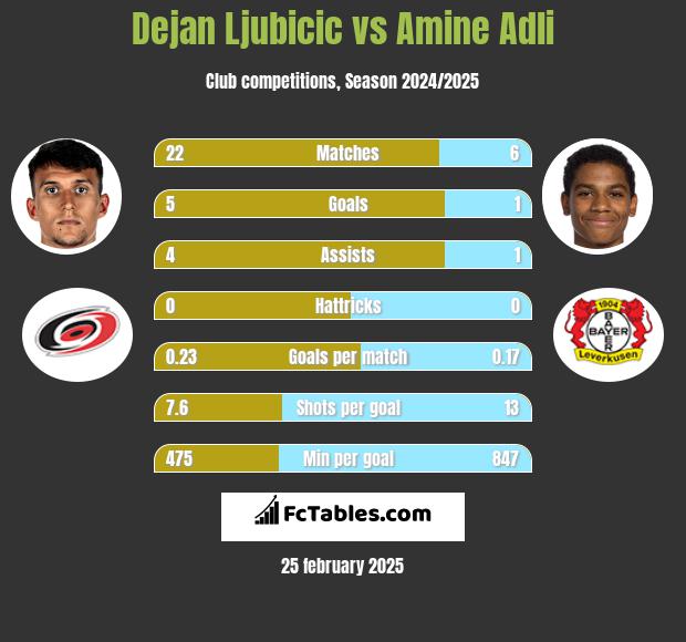 Dejan Ljubicic vs Amine Adli h2h player stats