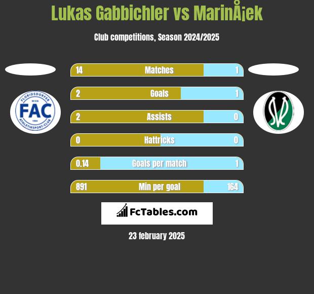 Lukas Gabbichler vs MarinÅ¡ek h2h player stats