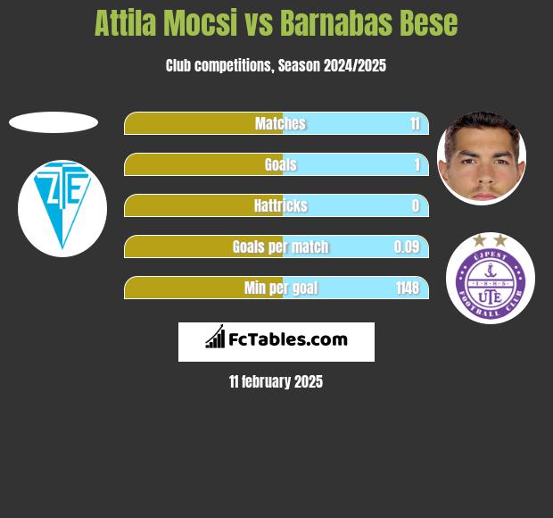 Attila Mocsi vs Barnabas Bese h2h player stats