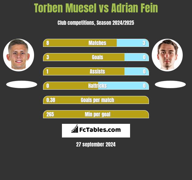 Torben Muesel vs Adrian Fein h2h player stats