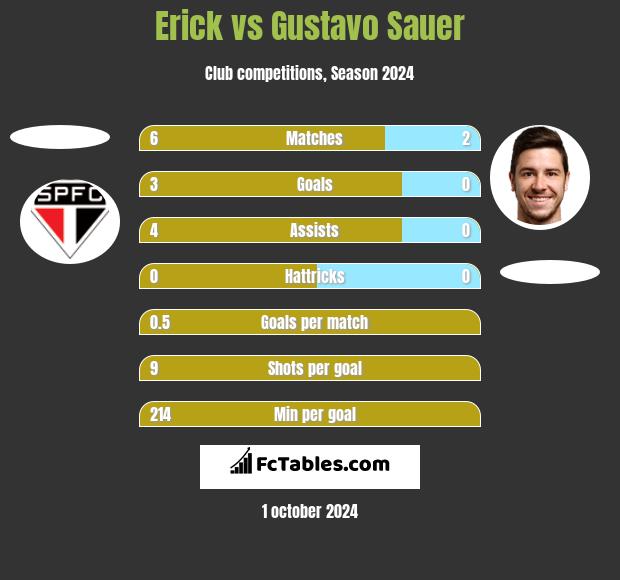 Erick vs Gustavo Sauer h2h player stats