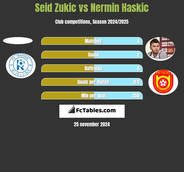 Seid Zukic vs Nermin Haskic h2h player stats