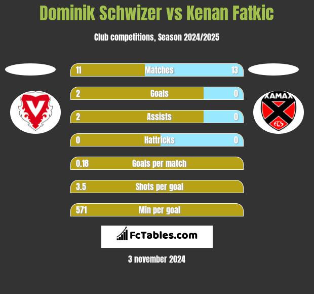 Dominik Schwizer vs Kenan Fatkic h2h player stats