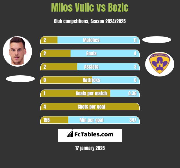 Milos Vulic vs Bozic h2h player stats