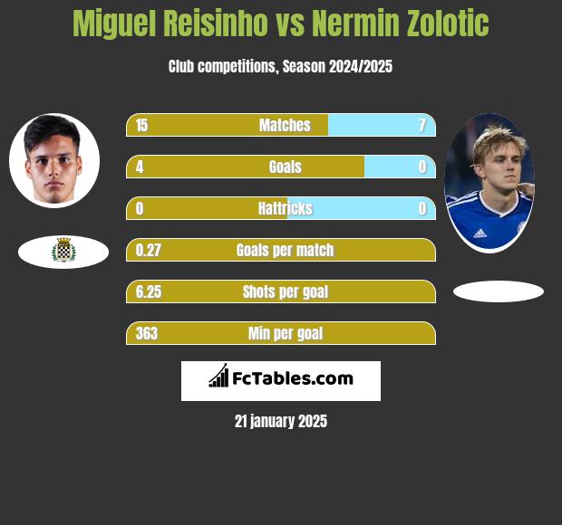 Miguel Reisinho vs Nermin Zolotic h2h player stats