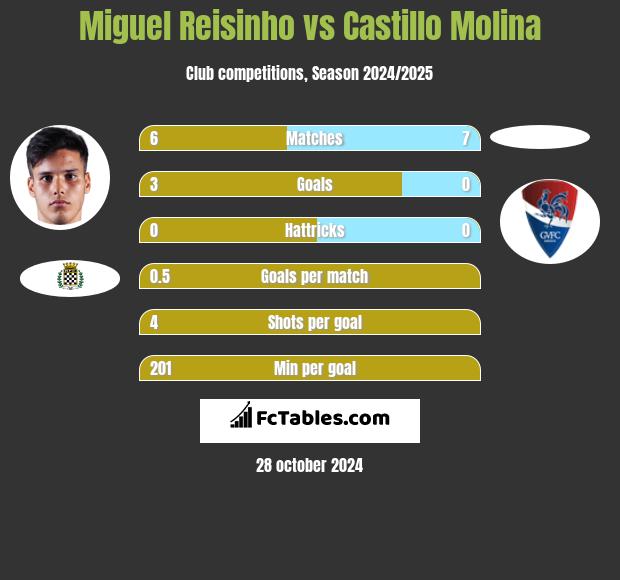 Miguel Reisinho vs Castillo Molina h2h player stats